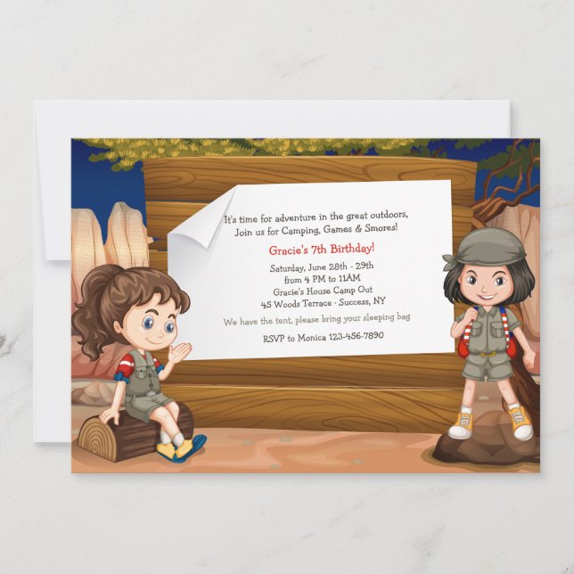 Invitación de los chicas que acampa (Anverso)