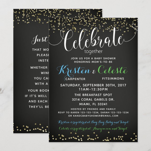 Invitación de los chicos a Baby Shower amigos conj (Anverso / Reverso)