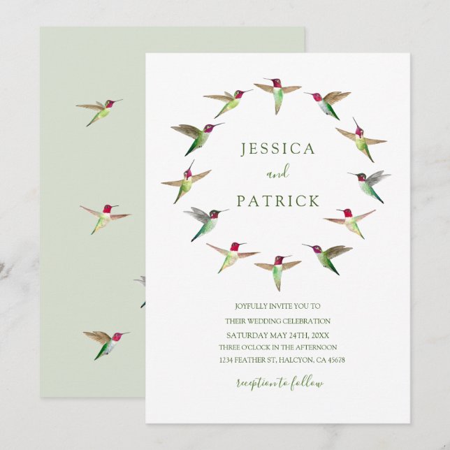 Invitación de los colibríes de Anna (Anverso / Reverso)