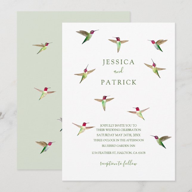 Invitación de los colibríes de Anna (Anverso / Reverso)