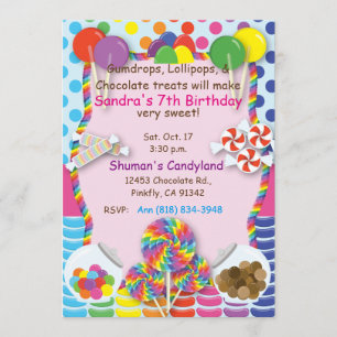 Invitación de los dulces de Candyland