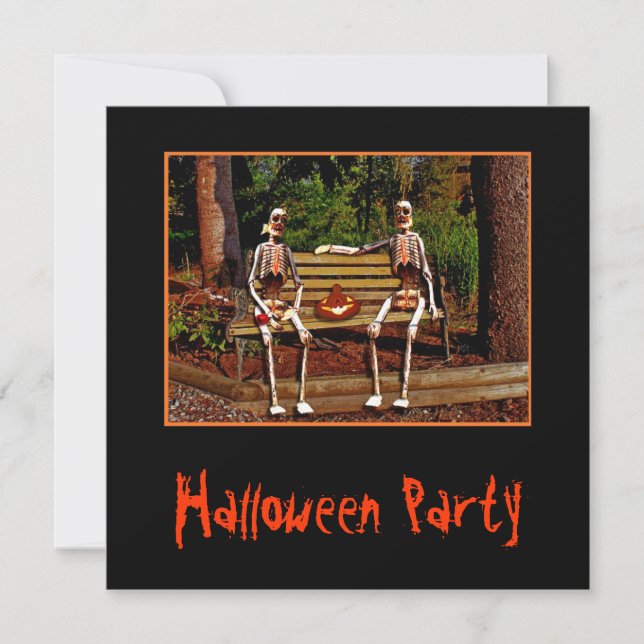 Invitación de los esqueletos de Halloween (Anverso)