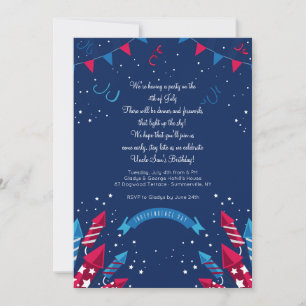 Invitación de los fuegos artificiales del Día de
