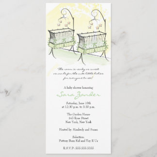 Invitación de los gemelos a Baby Shower - Cunas pa