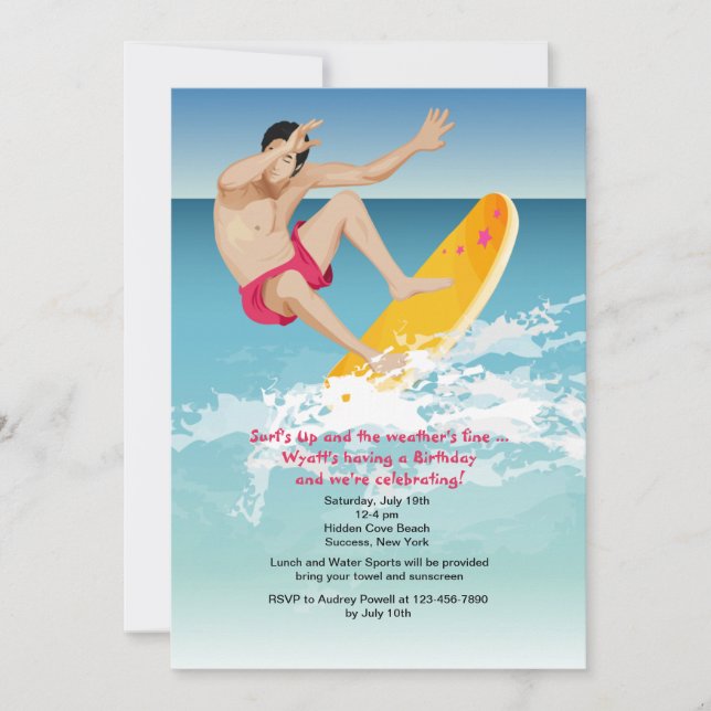 Invitación de los hombres surfistas (Anverso)