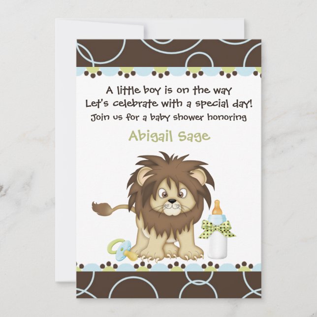 Invitación de los leones a Baby Shower para niños (Anverso)