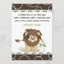 Invitación de los leones a Baby Shower para niños