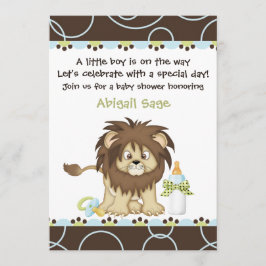 Invitación de los leones a Baby Shower para niños