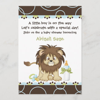 Invitación de los leones a Baby Shower para niños
