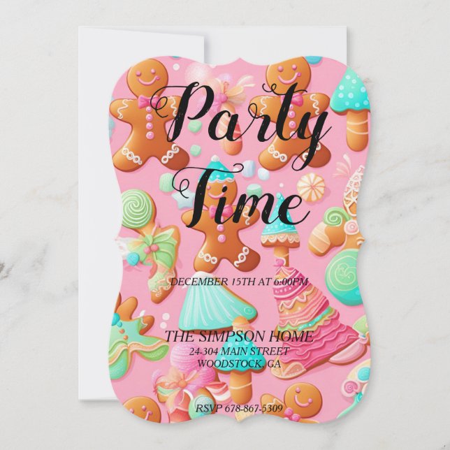 Invitación de los Navidades de Gingerbread Whimsic (Anverso)