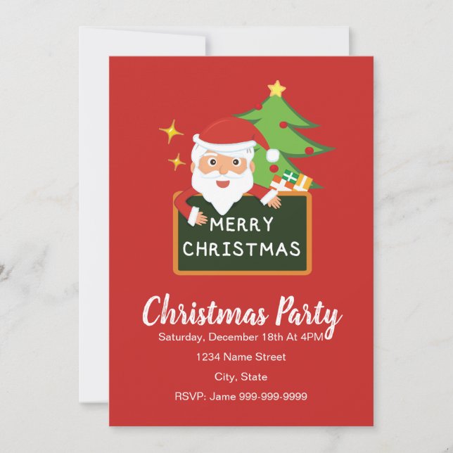 Invitación de los navidades de Santa Party (Anverso)