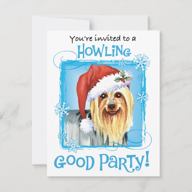 Invitación de los navidades de Silky Terrier (Anverso)