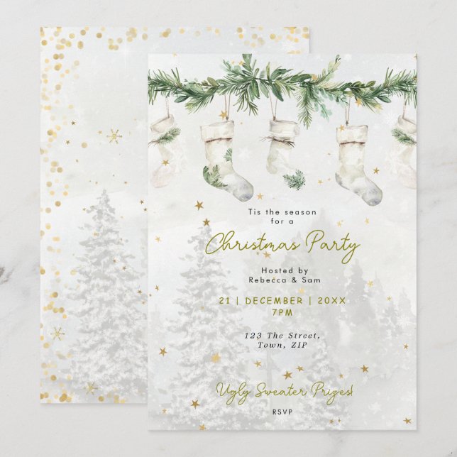 Invitación de los navidades en el árbol de pino (Anverso / Reverso)