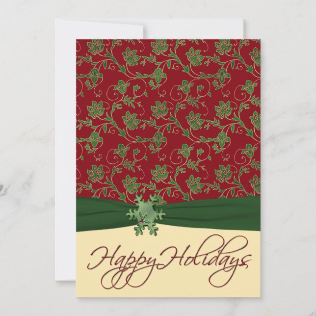 Invitación de los Navidades rojos, verdes y crema (Anverso)