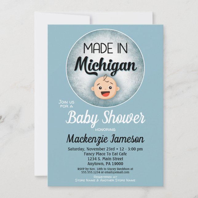Invitación de los niños azules divertidos de Baby  (Anverso)