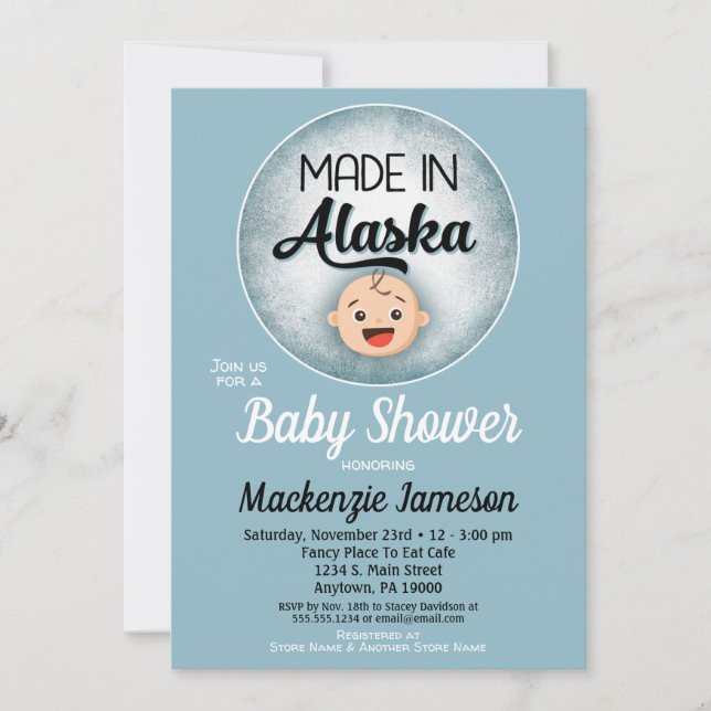 Invitación de los niños azules divertidos de Baby  (Anverso)