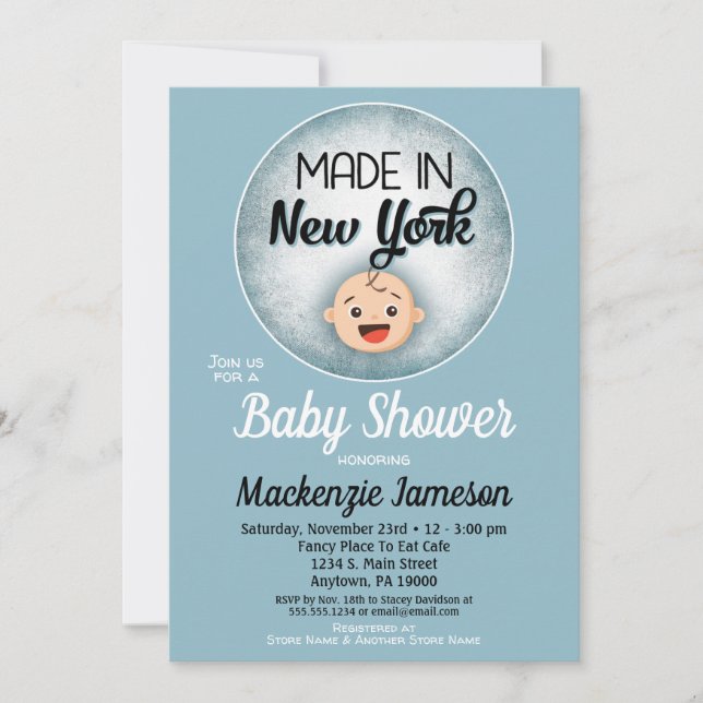 Invitación de los niños azules divertidos de Baby  (Anverso)