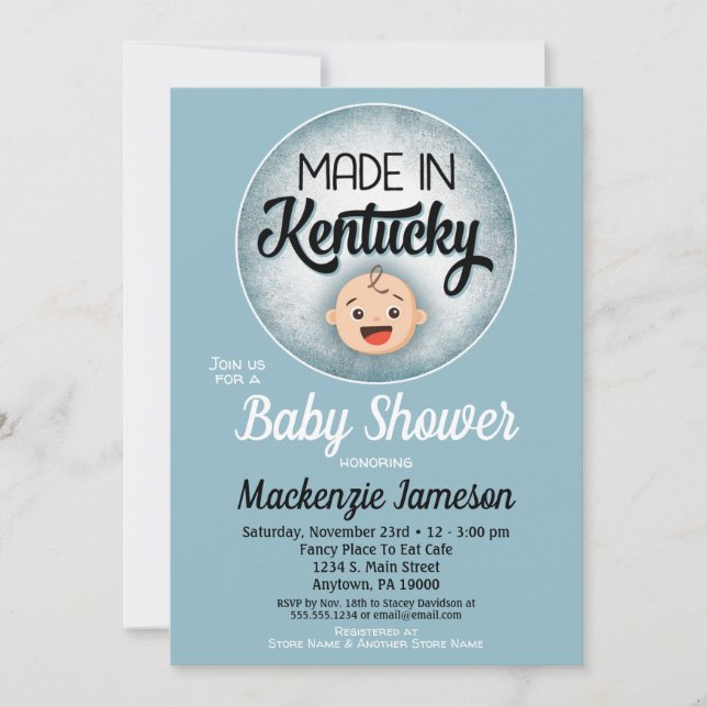 Invitación de los niños azules divertidos de Baby  (Anverso)