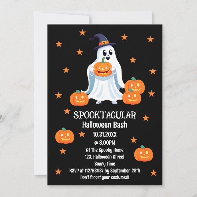 Invitación de los niños de Halloween Bash Spooktac (Anverso)
