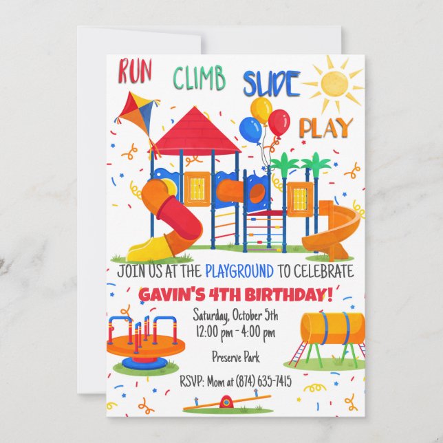 Invitación de los niños de Red Playground (Anverso)