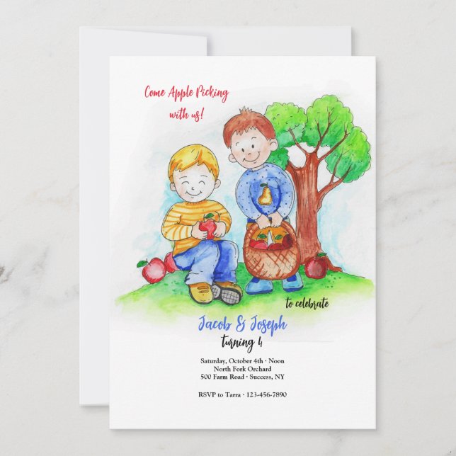 Invitación de los niños que recogen Apple (Anverso)