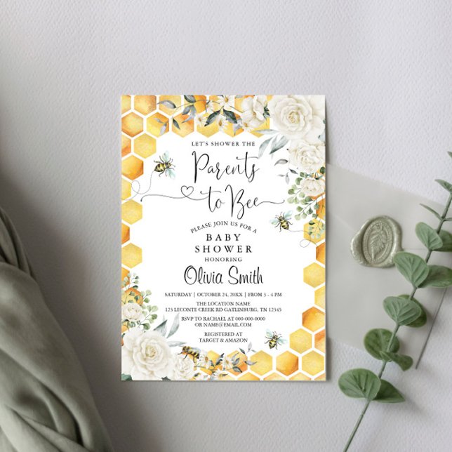 Invitación de los padres a Baby Shower con flores  (Subido por el creador)