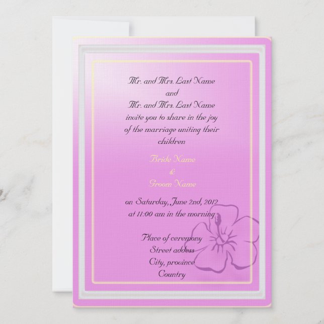 Invitación de los padres de la novia y el novio (Anverso)