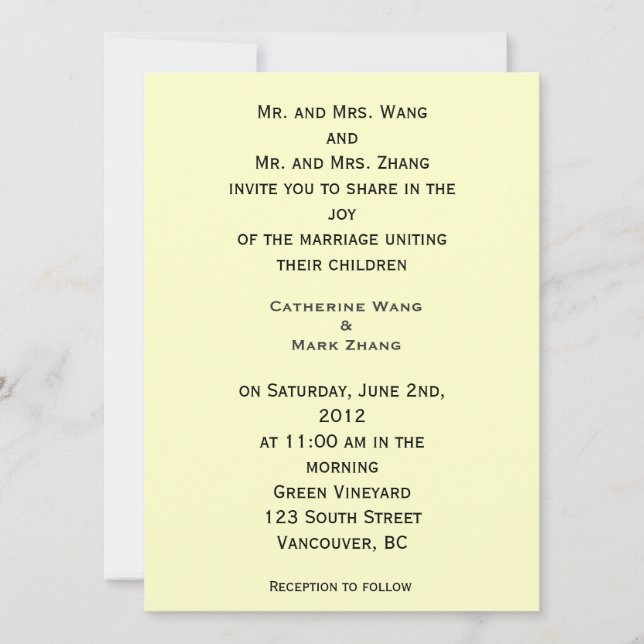 Invitación de los padres de la novia y el novio, b (Anverso)