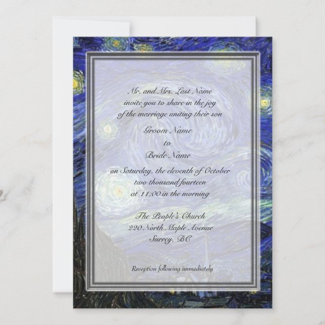 Invitación de los padres Groom, Noche Starry (Anverso)