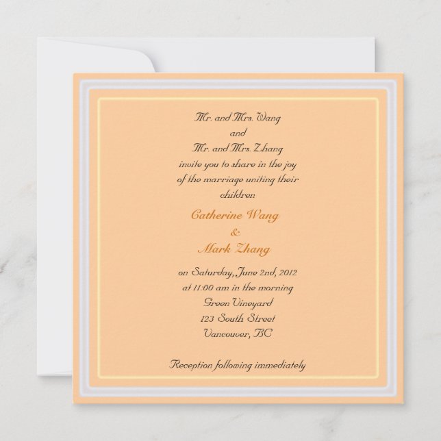 Invitación de los padres novios y novios, boda (Anverso)