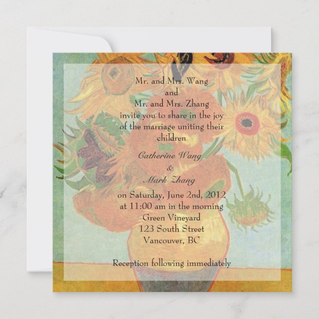 Invitación de los padres novios y novios, boda (Anverso)