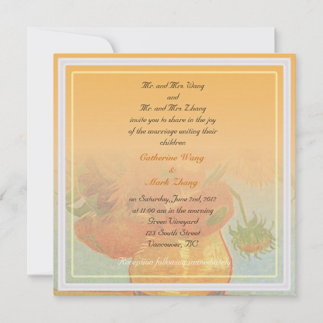 Invitación de los padres novios y novios, boda (Anverso)