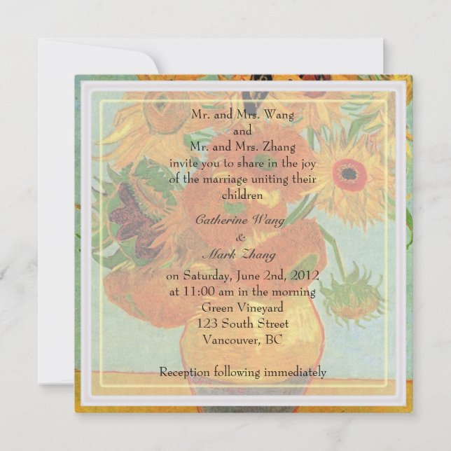 Invitación de los padres novios y novios, boda (Anverso)