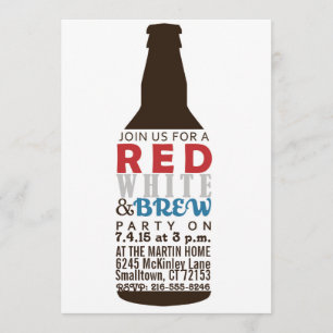 Invitación de los partidos rojo, blanco y brew