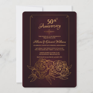 Invitación de los Peonies del oro