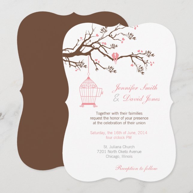 Invitación de los pequeños pájaros de amor (Anverso / Reverso)