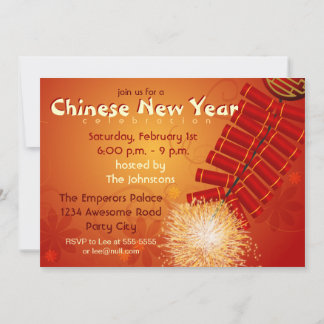 Invitación de los petardos de Año Nuevo chinos