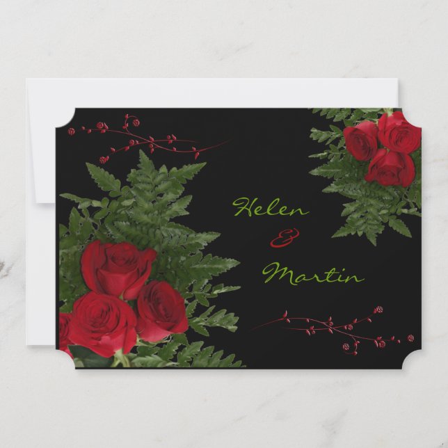 Invitación de los ramos del rosa rojo (Anverso)