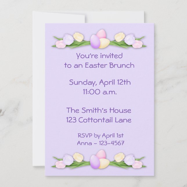 Invitación de los tulipanes de Pascua (Anverso)