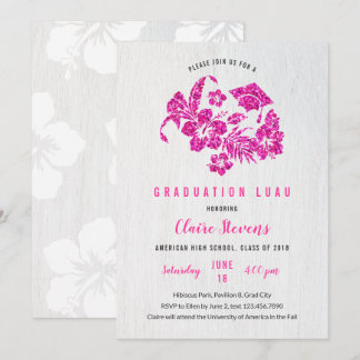 Invitación de Luau a la graduación de HIbiscus y C