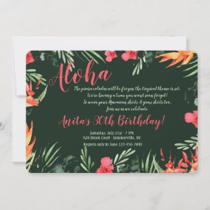 Invitación de Luau a las flores tropicales