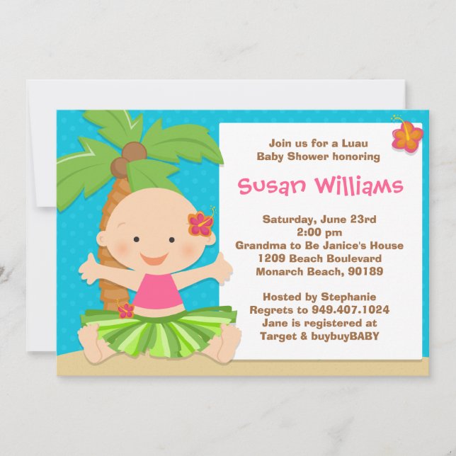 Invitación de Luau Baby Shower (Anverso)