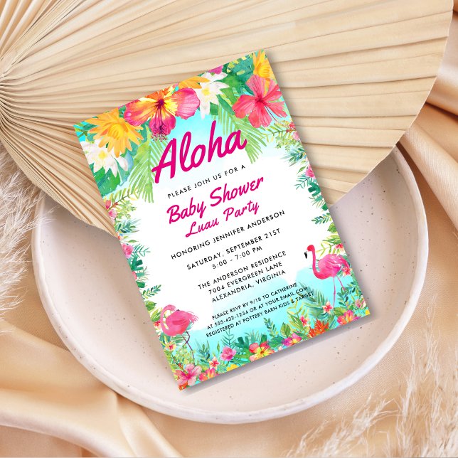 Invitación de Luau de Aloha Tropical Baby Shower (Subido por el creador)