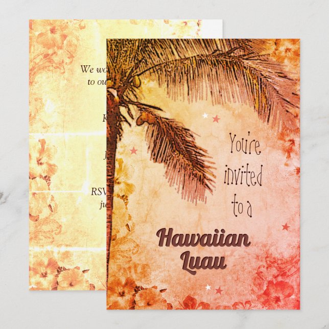 Invitación de Luau de Hawái (Anverso / Reverso)