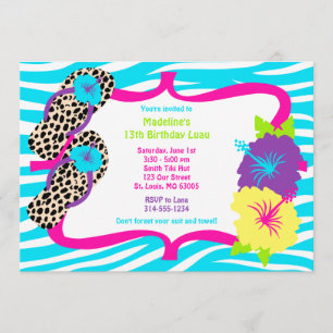 Invitación de Luau de la fiesta de cumpleaños