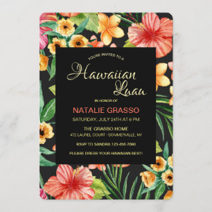 Invitación de Luau de la Noche Tropical Hawaiana