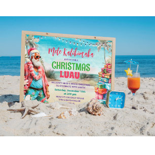Invitación de Luau de Navidad Tropical