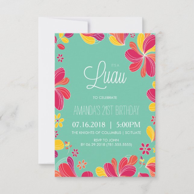 Invitación de Luau Hawaiano - Invitación Tropical  (Anverso)