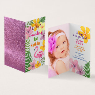 Invitación de Luau para el 1er cumpleaños con foto