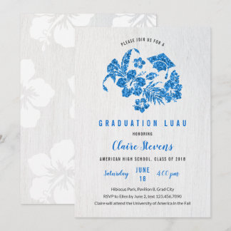 Invitación de Luau para graduación de HIbiscus y C
